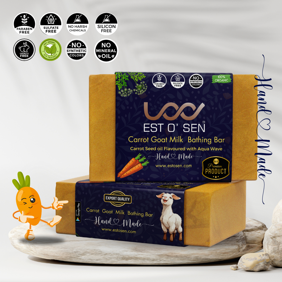 Estosen Fresh Goat milk, Carrot seed oil & Carrot powder Handmade Soap