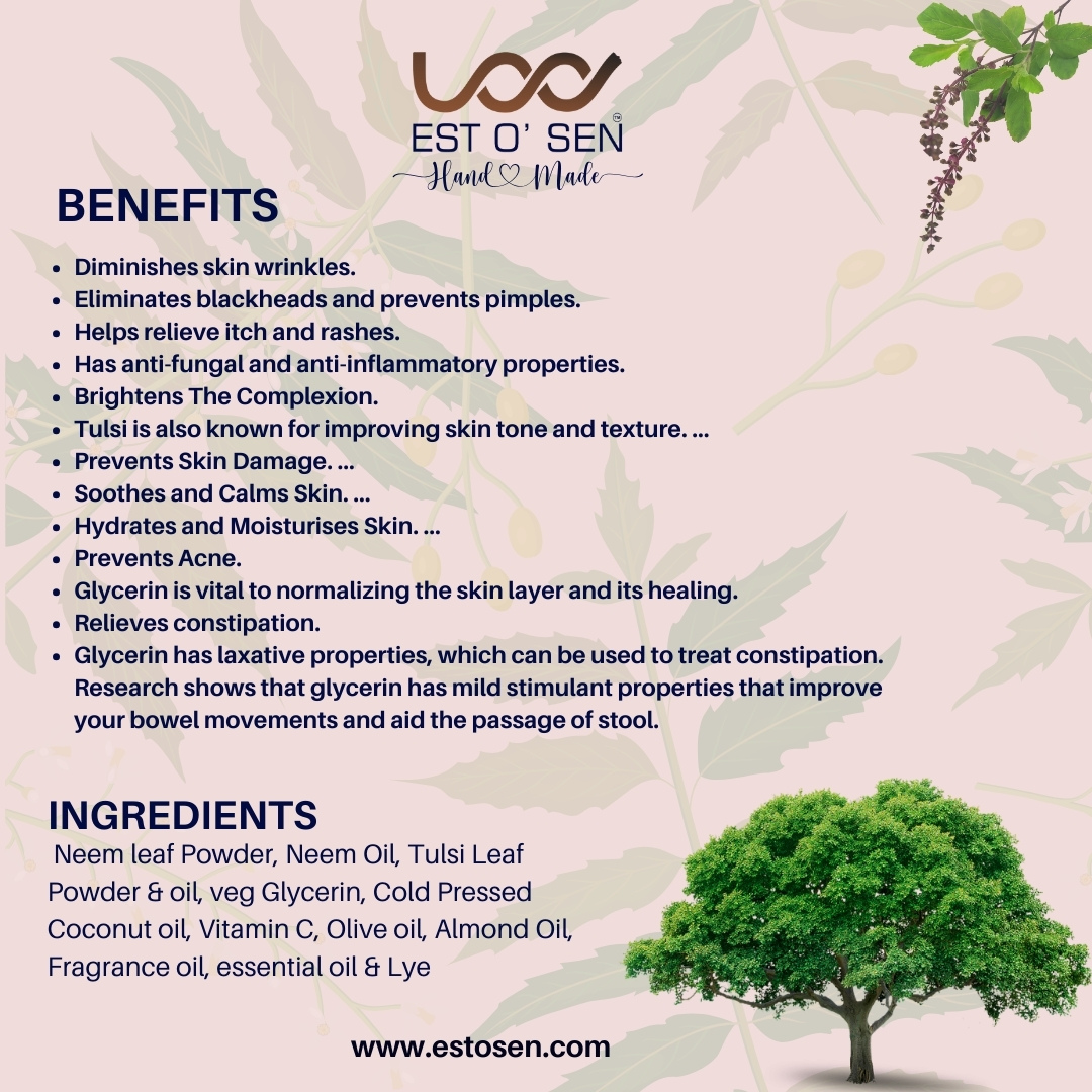 Estosen Organic Neem Tulsi Veg Glycerin Premium Handmade Soap